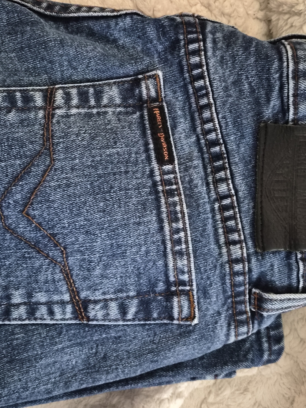 Harley-Davidson Blue Women's Boot Cut Jeans with Brown Stitching